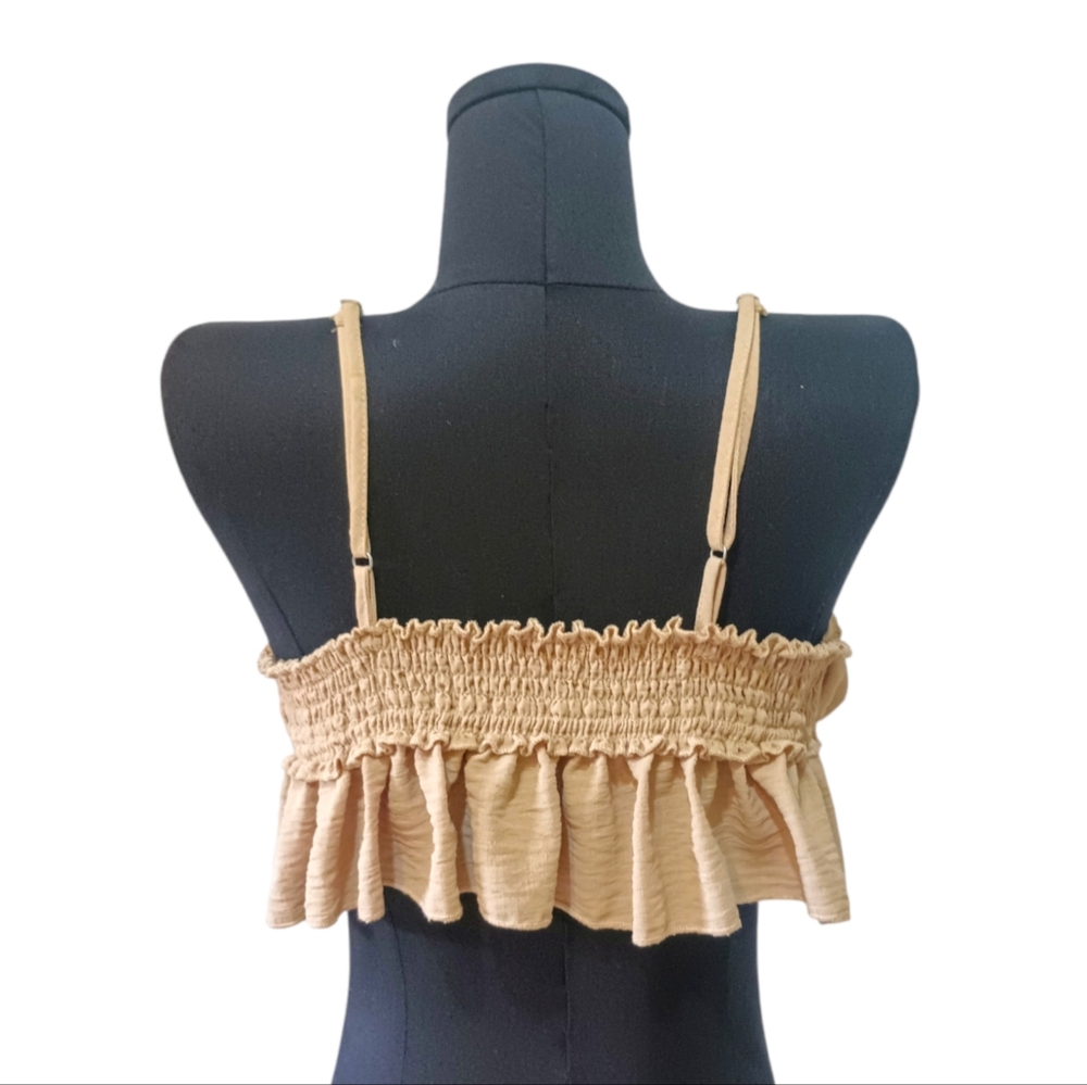 Paper Moon Tan Brown Ruffle Crop Top - Picture 6 of 7